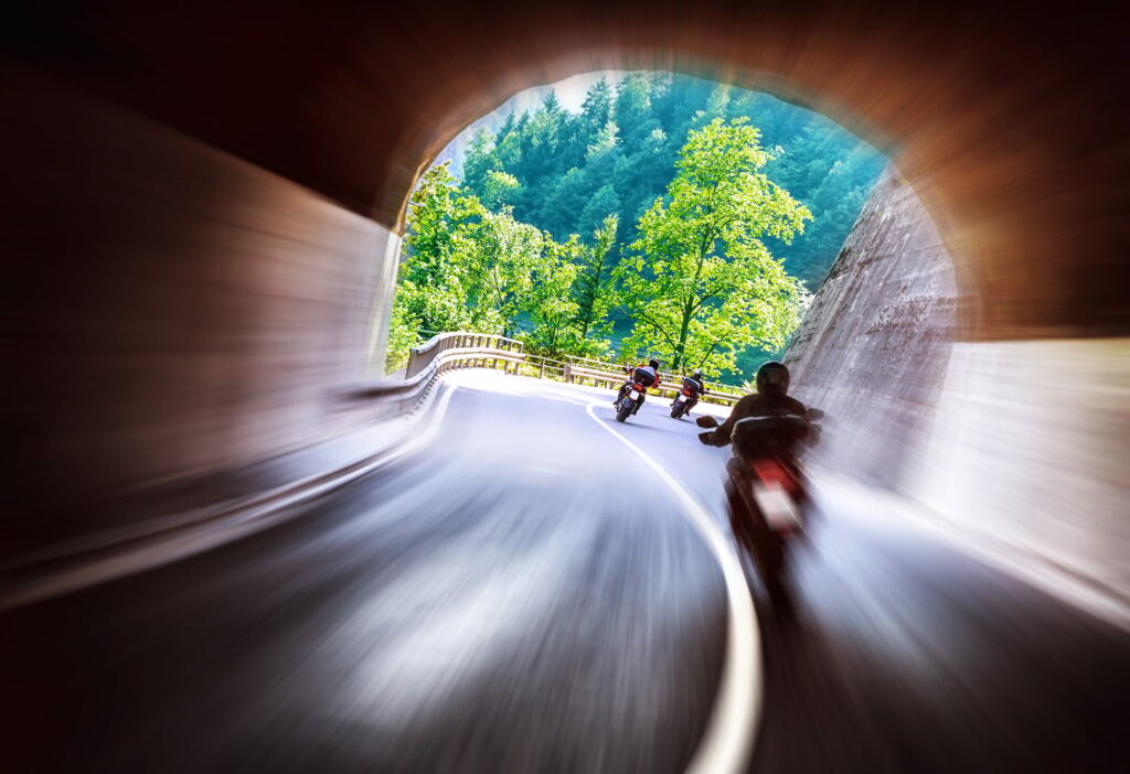 Bikers tour along Europe