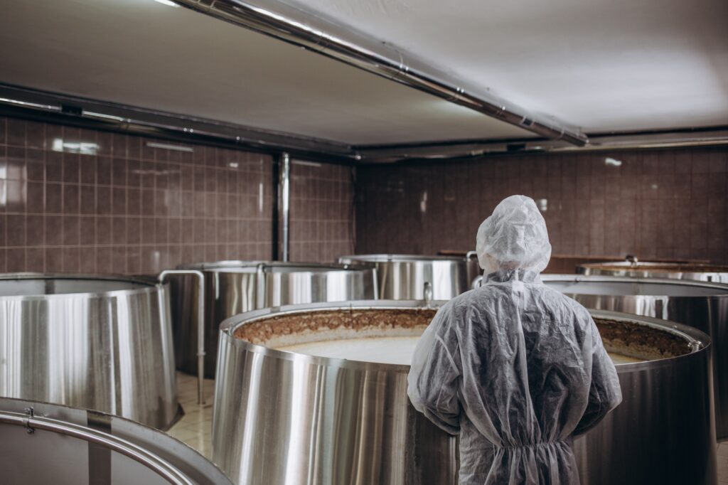 Craft beer production line in private microbrewery.